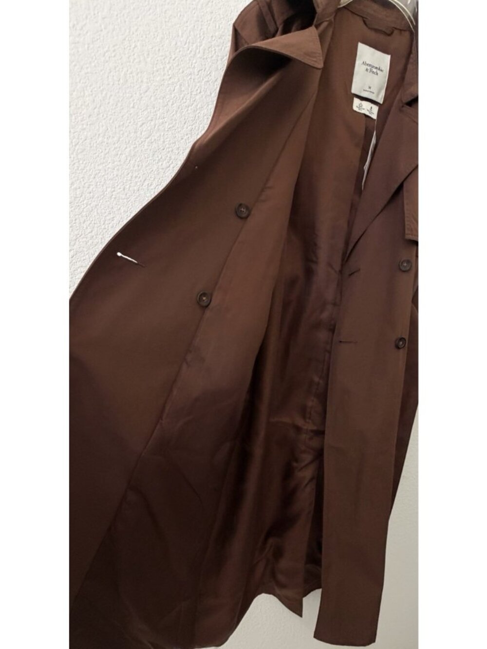 Abercrombie Fitch Women Blend Maxi Trench Coat Brown M 48" NWT $160 Belted Long - Picture 6 of 16